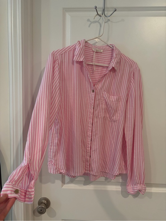 beachlunchlounge Tops - Beachlunchlounge Pink & White Striped Button Down Top (Size L) NWOT